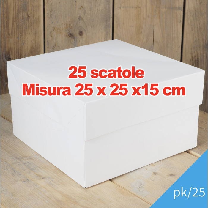 25 scatole per torta misura 25 x 25 x 15 cm