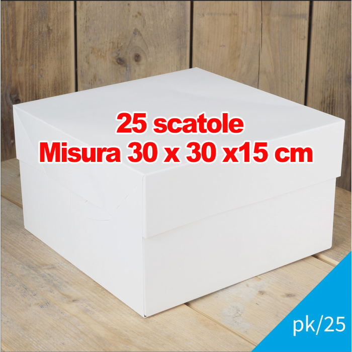 25 scatole per torta misura 30 x 30 x 15 cm