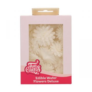 12 Fiori di Pom Pom Bianco in ostia Funcakes 8 cm