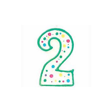 Candelina per torta compleanno a forma di numero 2