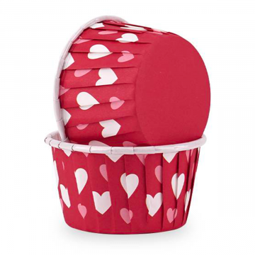 50 Capsule Rosse con Cuori San Valentino 50x40 mm