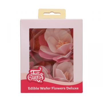 6 Fiori di Magnolia rosa grande in ostia 6 cm Funcakes