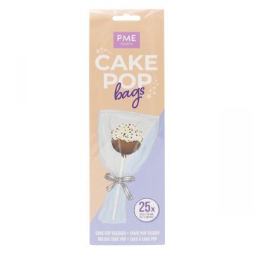 Bustine per Cake Pop con nastrino argento 25 pz