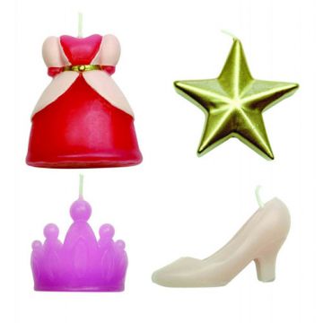 Candeline colorate 4 pezzi principessa