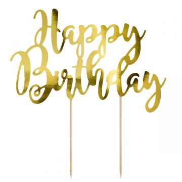 Cake Topper - Happy Birthday Oro