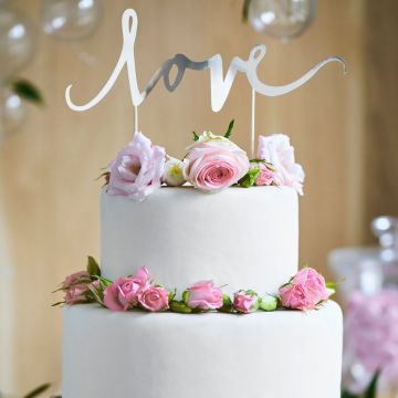 Cake Topper - Love- Argento