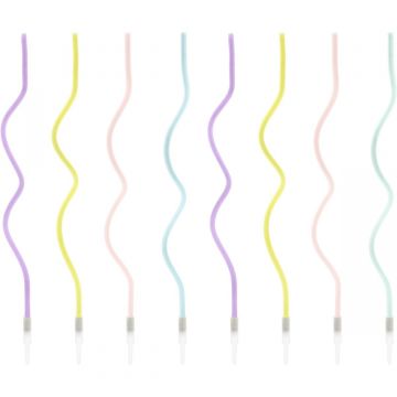 8 candeline di compleanno CURVY colorate 16 cm