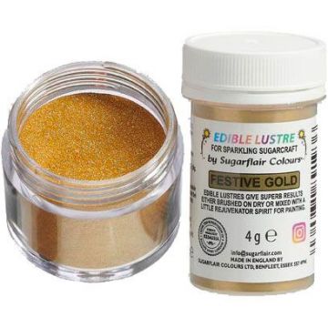 Colore Polvere alimentare Glitter Festive Gold 4 gr Sugarflair