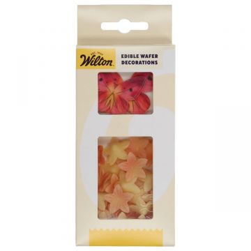 Farfalle in ostia Rosa arancio - Wilton - 30 pz