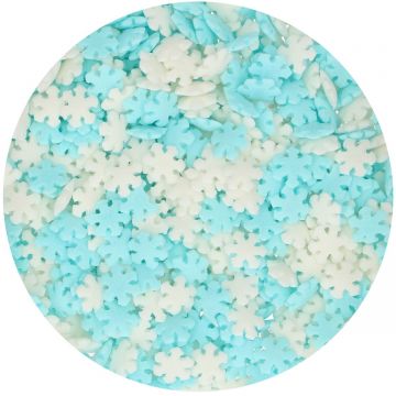  Sprinkle fiocchi di neve bianchi e  azzurri 80 gr Funcakes