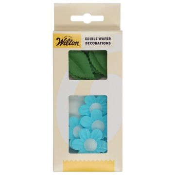Foglie e fiori azzurri in ostia  - Wilton - 11 pz