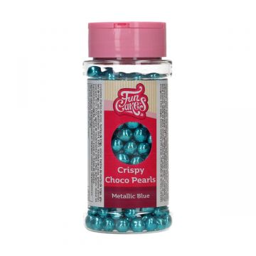 Perle di cioccolato croccante Blu metallizzato Funcakes 60 gr