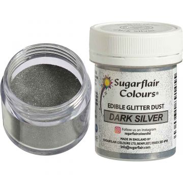 Colore Polvere alimentare Glitter Argento Dark 10 gr Sugarflair