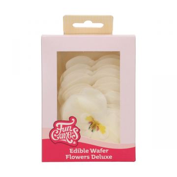 10 Fiori di Orchidea Bianca in ostia 8 cm Funcakes