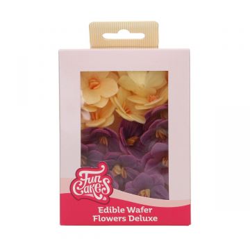 18 Fiori di Ortensia Viola e Gialla in ostia Funcakes 3,7 cm