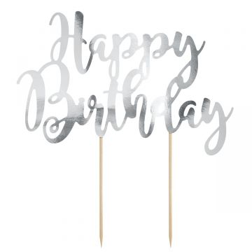 Cake Topper - Happy Birthday Argento