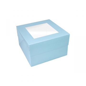 Scatola con finestra celeste 25 x 25 h 15 cm