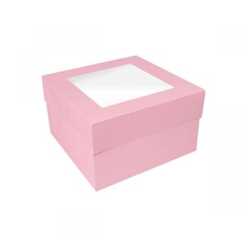 Scatola con finestra rosa 30 x 30 h 15 cm