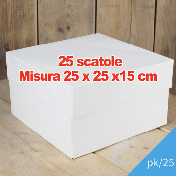 25 scatole per torta misura 25 x 25 x 15 cm