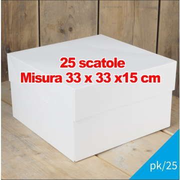 25 scatole per torta misura 33 x 33 x 15 cm