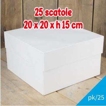 25 scatole per torta misura 20 x 20 x 15 cm