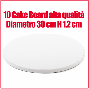 10 Cake Board D 30 H 1,2 cm colore bianco