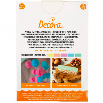 10 fogli in ostia colorati assortiti formato A4 Wafer Paper Decora