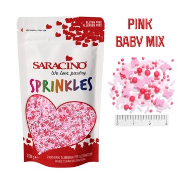 Sprinkles di zucchero PINK BABY MIX 100g Saracino
