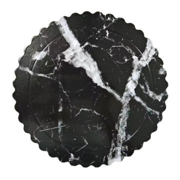 Vassoio per torta 30 Ø x 3 mm effetto marmo nero
