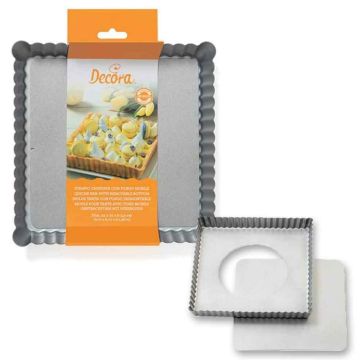Stampo crostata quadrato Decora con fondo rimovibile 21 x 21 x h 3,5 cm