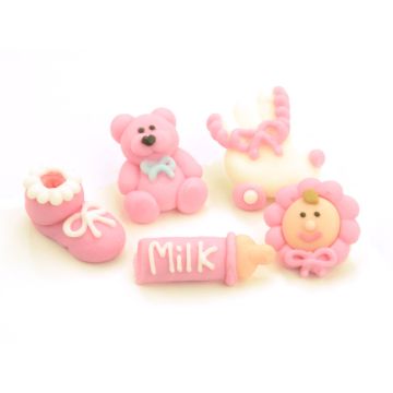 Kit 5 decorazioni di zucchero Battesimo bimba