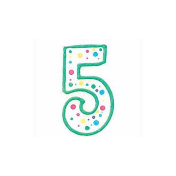Candelina per torta compleanno a forma di numero 5