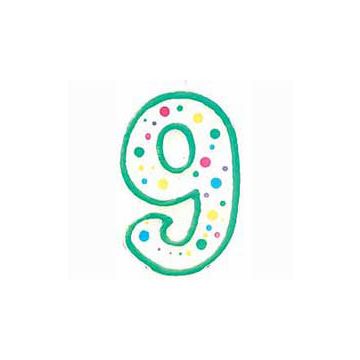 Candelina per torta compleanno a forma di numero 9