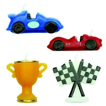 Candeline macchine da corsa 4 pezzi