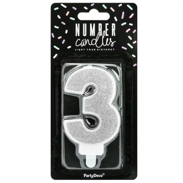 Candelina numero 3 color argento