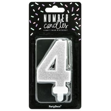 Candelina numero 4 color Argento