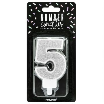 Candelina numero 5 color Argento