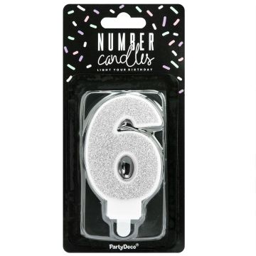 Candelina numero 6 color Argento