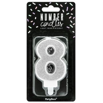 Candelina numero 8 color argento
