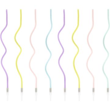 8 candeline di compleanno CURVY colorate 16 cm