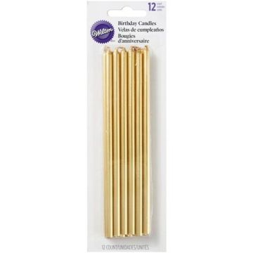 Candeline di compleanno alte oro 12 pz