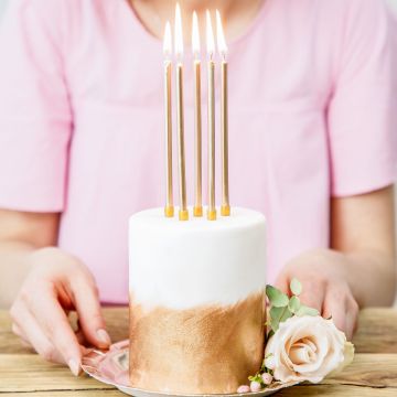 Candeline di compleanno lunghe 12,5 cm Oro 12/pk