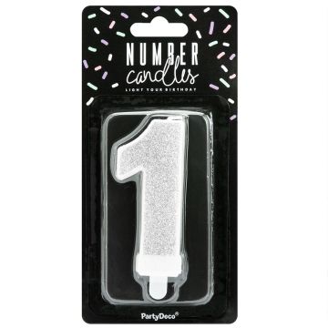 Candelina numero 1 color argento