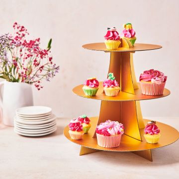 Espositore per dolcetti 3 piani oro