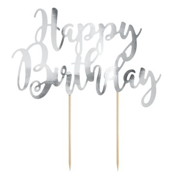 Cake Topper - Happy Birthday Argento