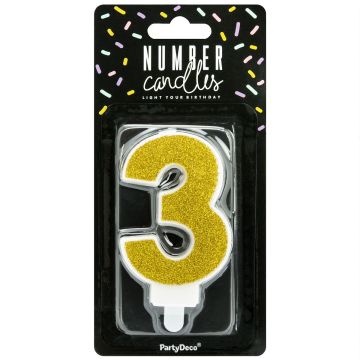 Candelina numero 3 color oro