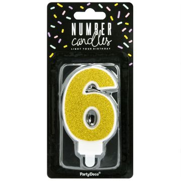 Candelina numero 6 color oro
