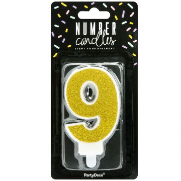 Candelina numero 9 color oro