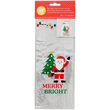 Sacchetti Babbo Natale allegri e luminosi 20 pz