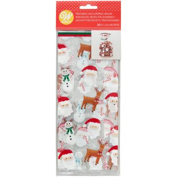 Sacchetti per dolci con Babbo Natale, Renna e pupazzo neve 20 pz